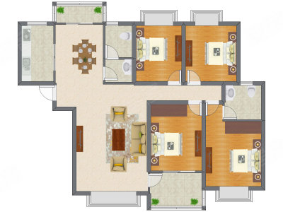 4室2厅 163.69平米