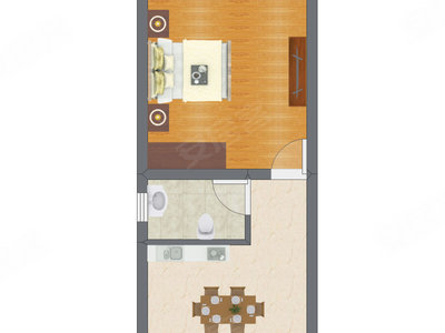 1室1厅 26.52平米