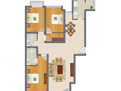 3室2厅 90.10平米