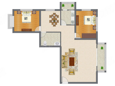 2室2厅 91.13平米