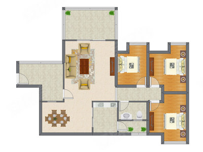 3室2厅 125.70平米