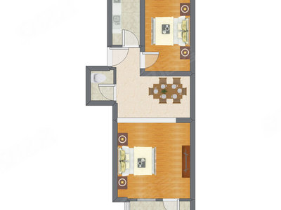 2室1厅 55.75平米