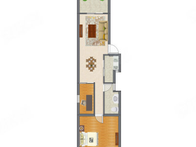 2室2厅 60.70平米户型图