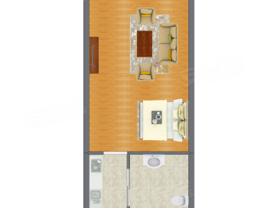 1室1厅 39.90平米户型图