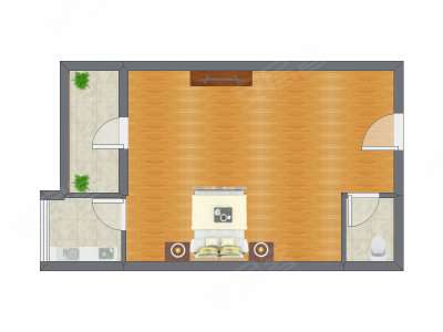 1室0厅 39.46平米户型图