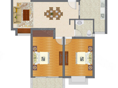 2室2厅 100.30平米户型图