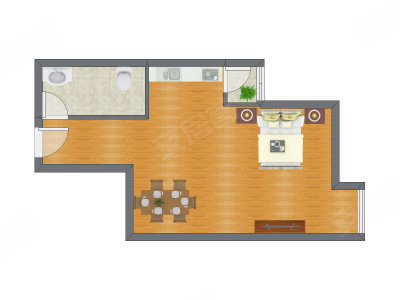1室0厅 38.27平米户型图