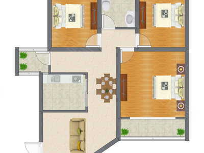 3室2厅 99.33平米