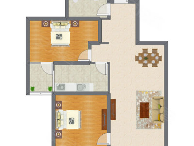 2室2厅 96.83平米户型图