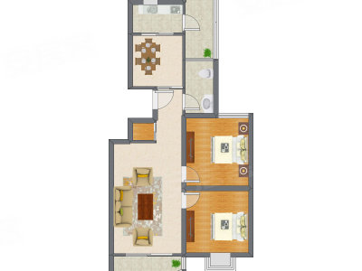 2室1厅 84.11平米户型图