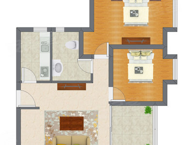 2室1厅 80.99平米户型图