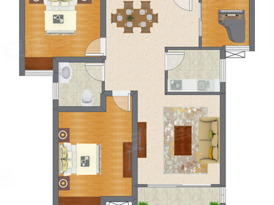 2室2厅 95.80平米