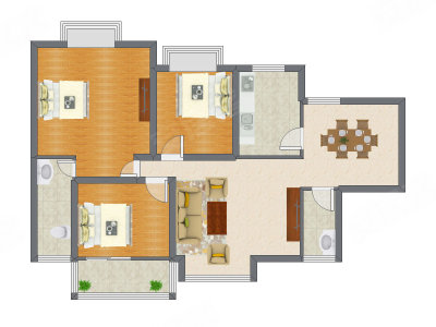 3室2厅 125.43平米户型图