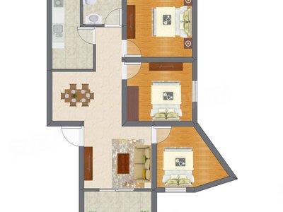 3室2厅 83.00平米