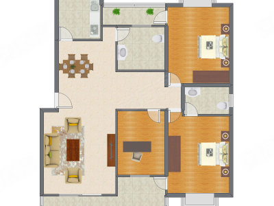 3室2厅 138.18平米户型图