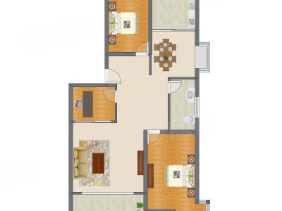 3室2厅 140.45平米户型图