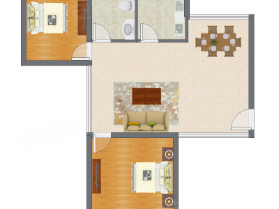 2室2厅 85.61平米户型图