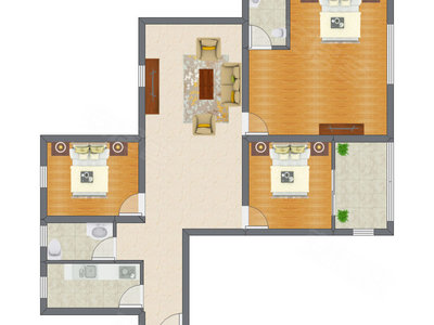 3室1厅 86.75平米