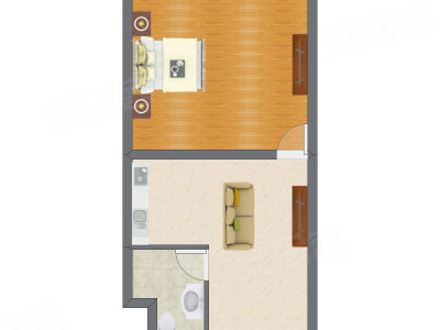 1室1厅 40.00平米