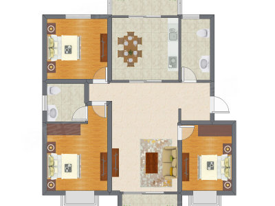 3室2厅 97.17平米户型图