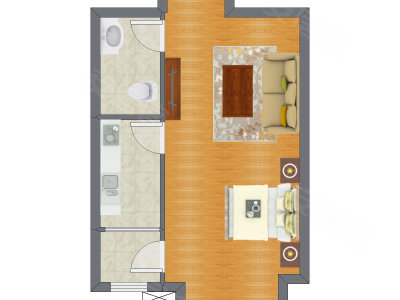 1室0厅 51.17平米户型图
