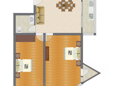 2室2厅 105.53平米户型图