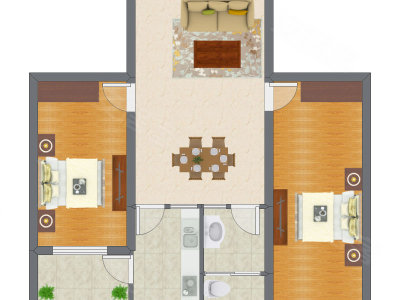 2室2厅 80.19平米