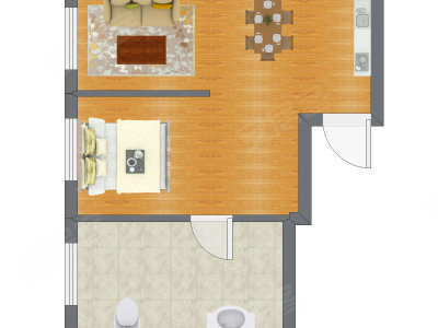 1室0厅 44.30平米户型图