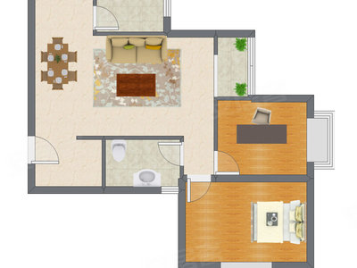 2室2厅 85.60平米户型图