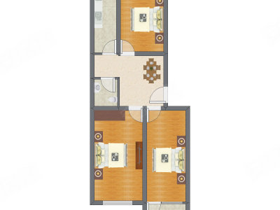 3室1厅 77.52平米
