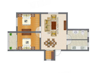 2室2厅 76.50平米户型图