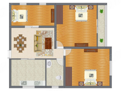 3室1厅 95.56平米