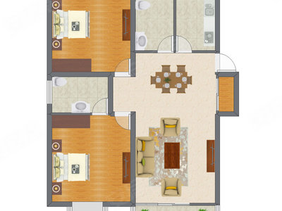 2室2厅 85.79平米户型图