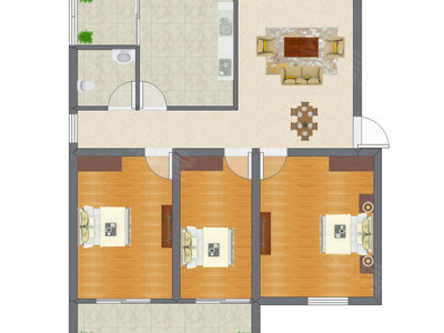 3室1厅 78.77平米