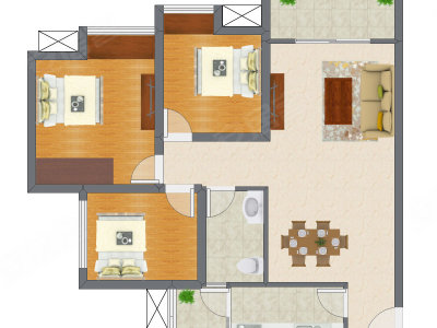3室2厅 75.64平米