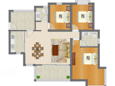 3室2厅 98.74平米