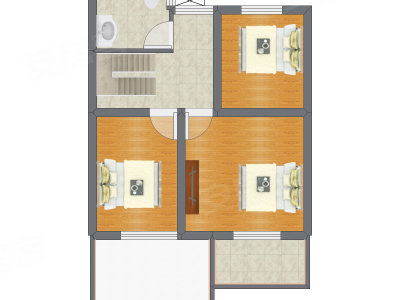 3室2厅 52.84平米户型图