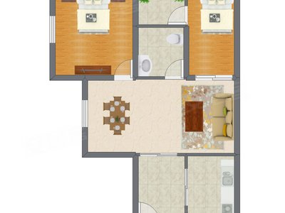 2室2厅 63.80平米