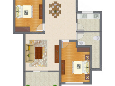 2室2厅 69.32平米户型图