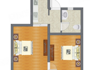 2室0厅 55.19平米户型图