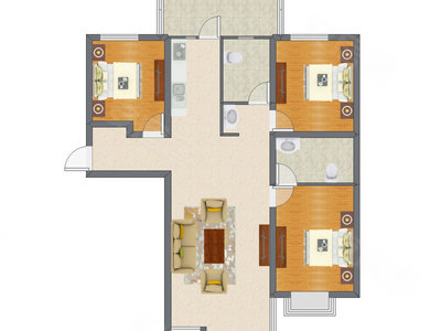 3室1厅 128.78平米