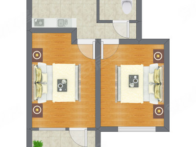 2室0厅 49.81平米户型图