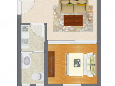 1室1厅 33.18平米户型图
