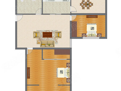 2室2厅 83.34平米