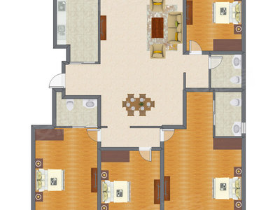4室2厅 192.00平米户型图