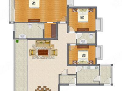 3室2厅 165.24平米户型图