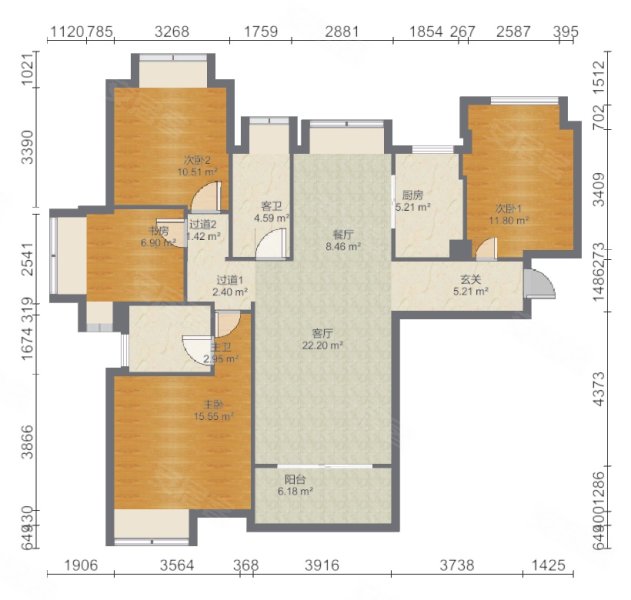 中交和美新城(公寓住宅)4室2厅2卫126.79㎡南408万