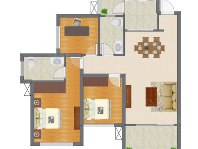 3室2厅 88.75平米户型图