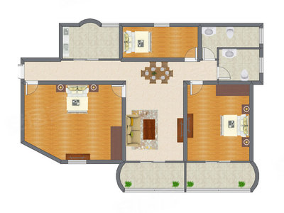 3室2厅 140.22平米户型图