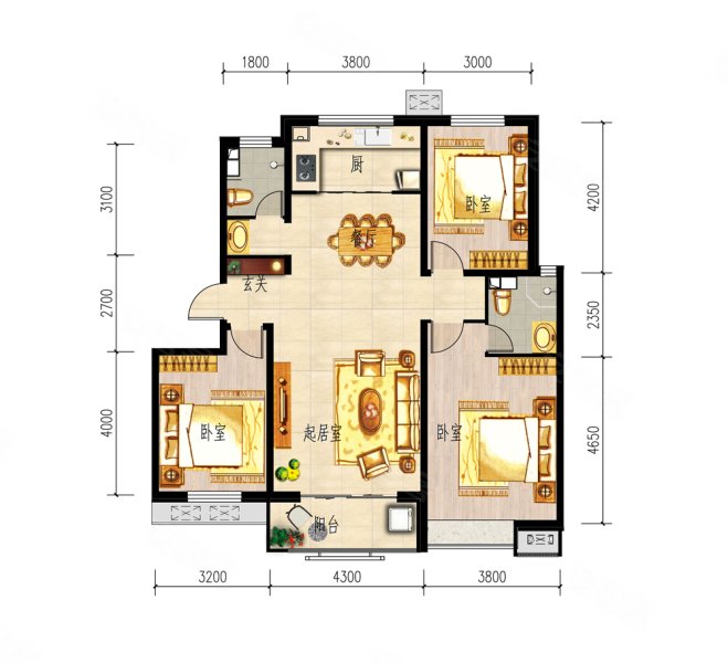 海山公园北全明三室双阳卧户型方正接送享团购价